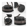 A black Suction Magnetic Phone Holder with a circular base and a movable ring. It features a textured design and a logo.