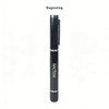 A USB memory pen in black with a sleek design, featuring a clip and an engraving area.