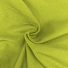A close-up of stretchy fabric in a vibrant lime green colour, displaying a smooth texture and a swirl pattern.