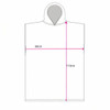 A white 100% cotton poncho towel with a hood, featuring dimensions of 80cm width and 110cm height.