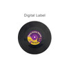 A black vinyl record featuring a purple and yellow label with a logo and the title "Sunset Rhythm (Feel the Beat)".