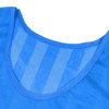 A breathable training bib featuring a blue 100% polyester mesh fabric with a round neckline and subtle texture.
