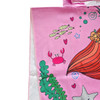 A pink hooded change towel featuring colourful marine illustrations, including a crab and seaweed designs.