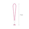 A pink 71cm lanyard with a connector for attaching a charging device. It features a logo.