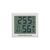 A white digital temperature and humidity thermometer displaying 25.5°C and 56% humidity, with a clock feature.