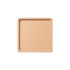 A square wooden coaster in a light natural finish, featuring smooth edges and a subtle grain pattern.