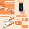 A 6-in-1 charging cable strap in orange, featuring multiple connector types and a logo, designed for easy carrying.