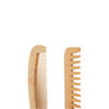 A bamboo small comb featuring two styles: fine and wide-toothed, showcasing a natural wood colour.