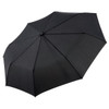 A black compact umbrella with a smooth canopy and a simple design. It features a central opening mechanism.