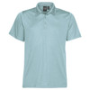 A light blue Men's Eclipse Pique Polo shirt with a classic polo collar and a logo.