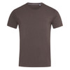 A khaki crew neck t-shirt with short sleeves and a subtle logo detail.