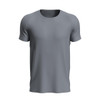 A grey active sports T-shirt featuring a classic crew neckline and short sleeves, with a logo on the front.