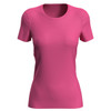 A women's active sports T-shirt in vibrant pink, featuring a classic crew neck and short sleeves.
