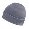 A grey knit beanie with a snug fit and a small logo. Perfect for colder weather accessories.