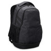 A grey laptop backpack featuring a spacious main compartment and mesh side pockets, with a logo on the front.