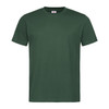 A green heavyweight crew neck t-shirt featuring a simple design and a logo on the label.