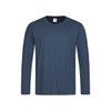 A long sleeve T-shirt in a navy blue colour, featuring a round neck and a logo on the label.