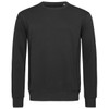 A black men's active sweatshirt with a crew neckline and long sleeves, featuring a simple design and a logo.