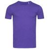 A purple men's crew neck t-shirt. It features short sleeves and a simple design with a logo.