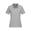A women's heavyweight polo in light grey with a classic collar and short sleeves. It features a logo on the chest.