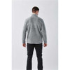 A light grey men's polar fleece jacket with a high collar, shown from the back on a model.