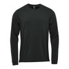 A long sleeve tee in dark green featuring a round neck and a simple design. It has a branding logo.