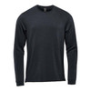 A dark grey long sleeve tee featuring a simple design and a logo.