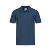 A navy blue Junior Heavyweight Polo shirt with a collared neckline and short sleeves. It features a brand logo.