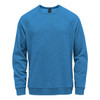 A blue crew neck fleece jumper with long sleeves and a regular fit. It features a simple design and a logo.