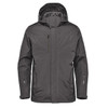 A men's Magellan System jacket in grey featuring a hood and zippered pockets. The jacket has a logo on it.