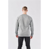 A grey Men's Monashee Henley shirt, featuring a relaxed fit and long sleeves, displayed from the back.