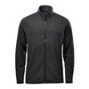A men's full zip jacket in dark grey with a high collar and zippered pockets. It features a logo.