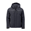 Men's Steelhead Thermal Jacket in black, featuring a hood and zippered pockets, with a logo on the sleeve.