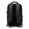 A black Swissdigital Arosa Backpack featuring padded straps and a sleek design, with a branding logo on the side.