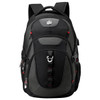 A black and grey Swissdigital Vector Backpack with several compartments and a logo on the front.