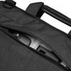 A black laptop sleeve with a zippered closure, featuring a handle and a visible laptop inside.