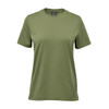 A women's T-shirt in olive green with a classic crew neckline and short sleeves, featuring a logo.