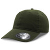 A dark green cap with a curved brim and a branded sticker on the underside.