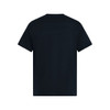 A black men's essential tee, featuring a simple design and a classic fit, with a logo on the back.
