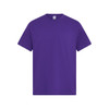 A purple men's essential T-shirt featuring a classic crew neck design and short sleeves. It has a logo on the label.
