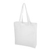 A white calico tote bag with long handles, featuring a simple design and no visible branding.
