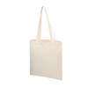A plain cream canvas tote bag with long handles and no visible branding.