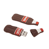 A brown and red custom 3D USB flash drive resembling a squeeze bottle, featuring a logo.