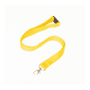 A bright yellow flat ribbed lanyard with a metal clip attachment, designed for holding ID cards or badges.
