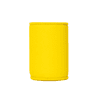 A drink bottle stubby cooler in bright yellow, made from neoprene, with a simple design and a branding logo.