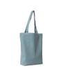 A light blue canvas tote bag with two shoulder straps and a simple design. It features a logo on one side.