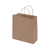 A medium brown kraft paper bag featuring twisted paper handles. The bag has a simple design.