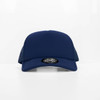 A navy blue cap with mesh sides and a logo on the front.