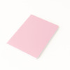 A5 thin notebook with a smooth pink PU cover, featuring a white edge and a minimalist design.