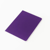 A5 thin PU cover notebook in vibrant purple with a sleek design and rounded edges. Features a logo on the cover.